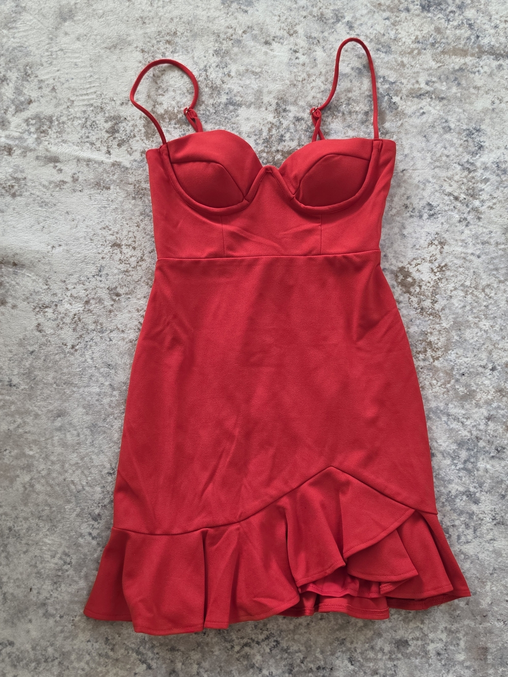 Selfie Leslie Red Ruffle Hem Bustier Chemise